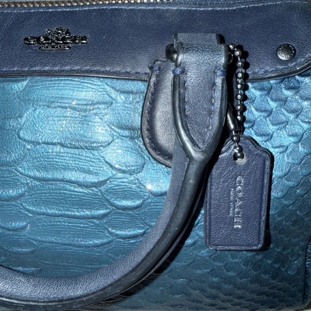 RARE Coach mini bannet Metalic Blue Satchel Bag - Picture 4 of 8